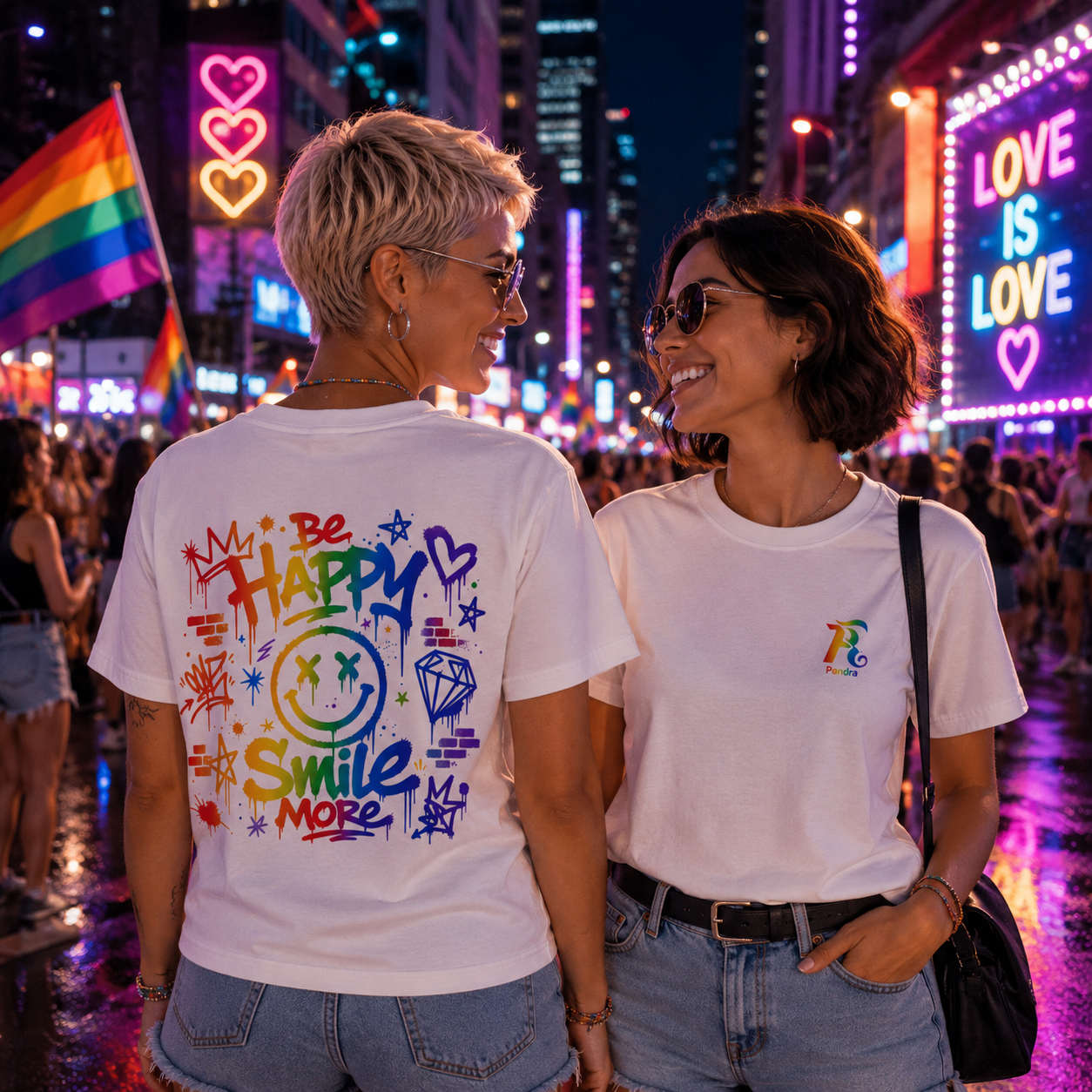 🌈 PRIDE EDITION Damen Shirt – „Be Happy...Smile More“
