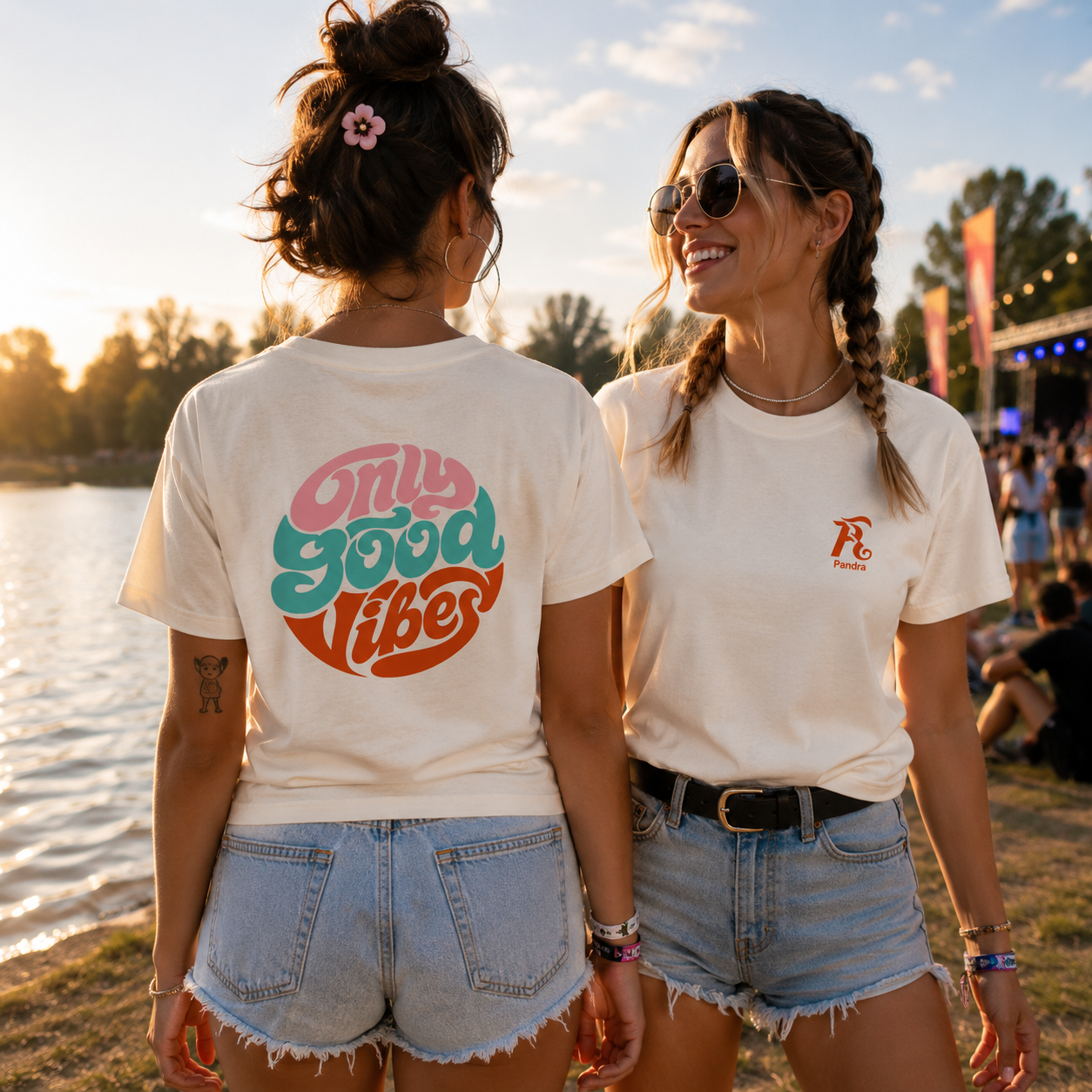 Premium Damen-Shirt „GOOD VIBES ONLY“ - Statement-Pastell