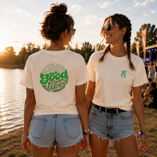Damen Premium Statement T-Shirt „GOOD VIBES ONLY“-Grün