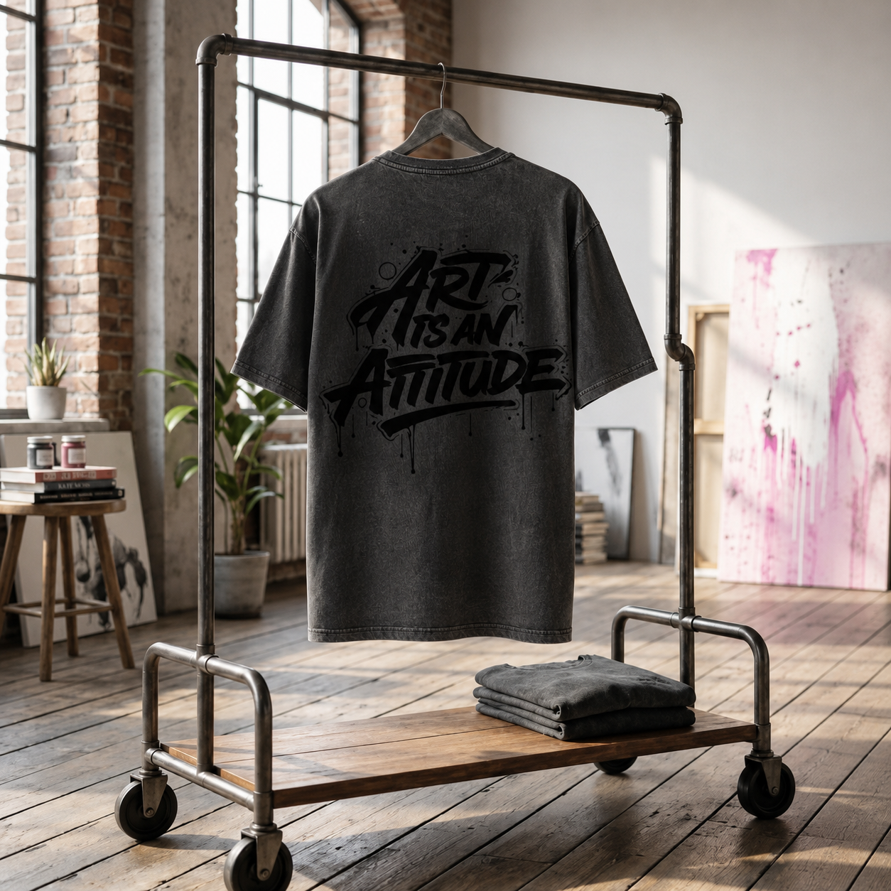 Unisex Premium Oversized Statement Shirt – „Art is an Attitude“ Black Edition