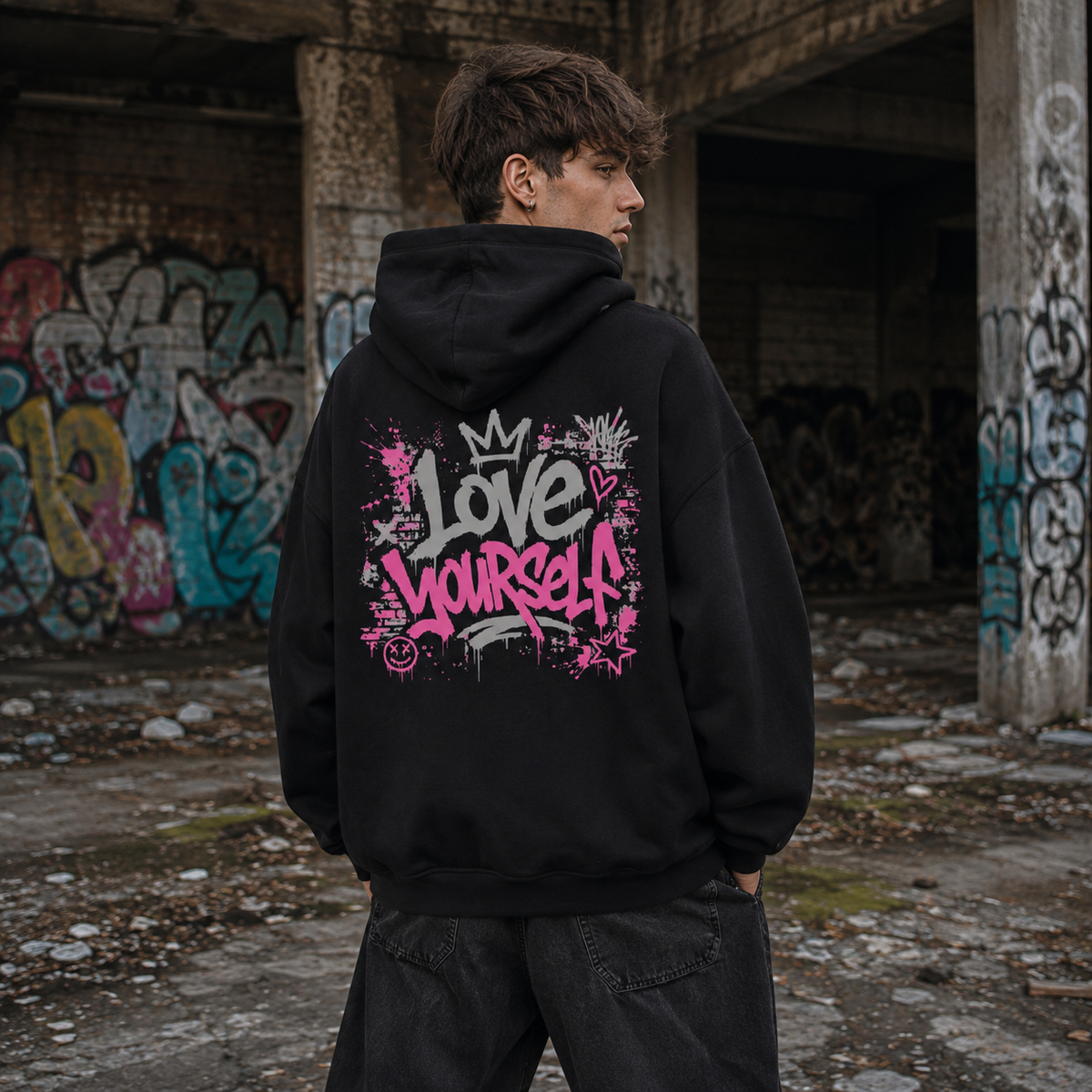 Unisex Premium Oversized Statement Hoodie – „LOVE YOURSELF“