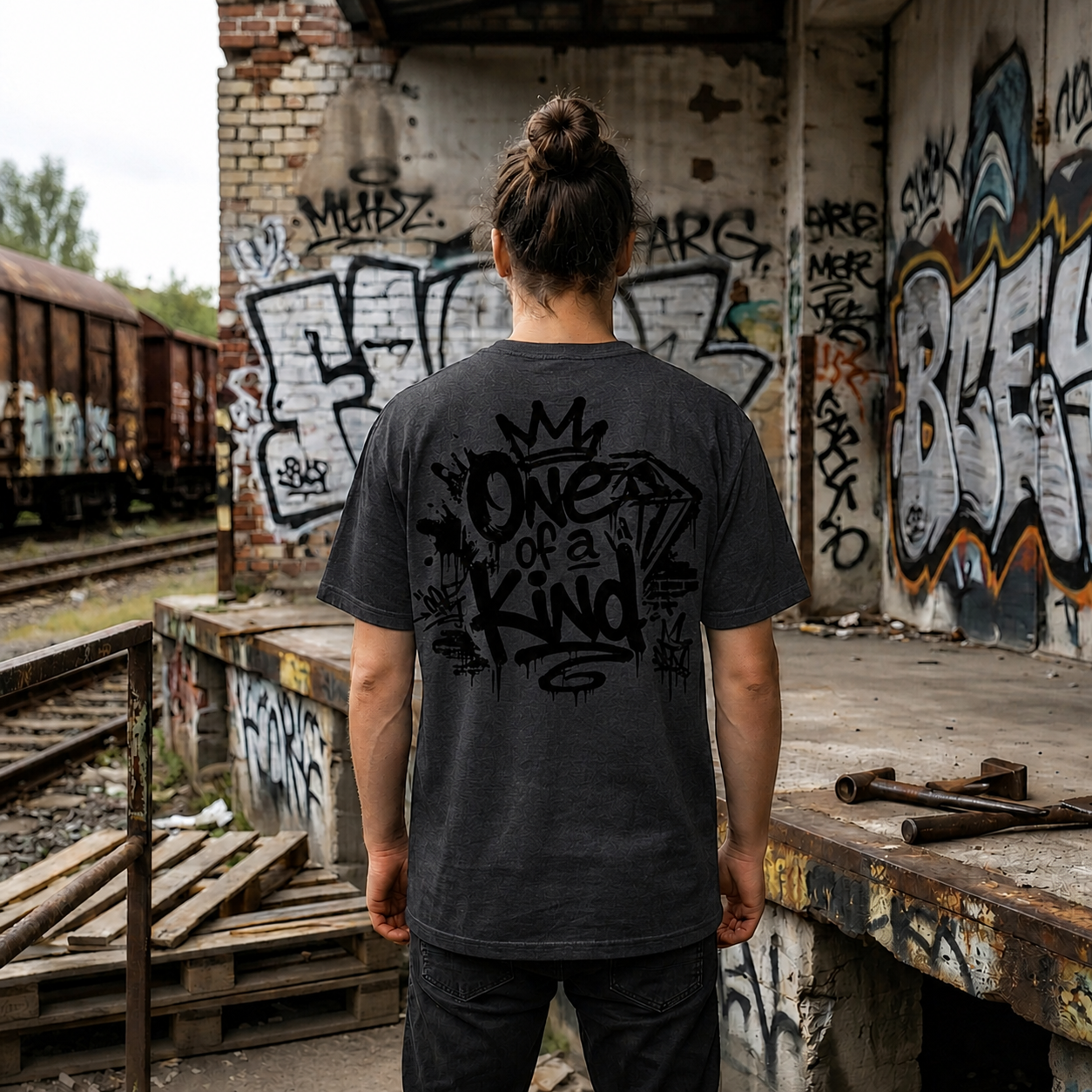 Unisex Premium Oversized Statement Shirt – „ONE OF A KIND“ Black Edition