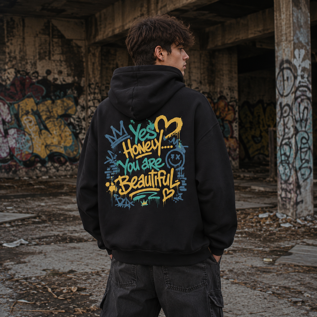 Unisex Premium Oversized Statement Hoodie – „YES HONEY...YOU ARE BEAUTIFUL“