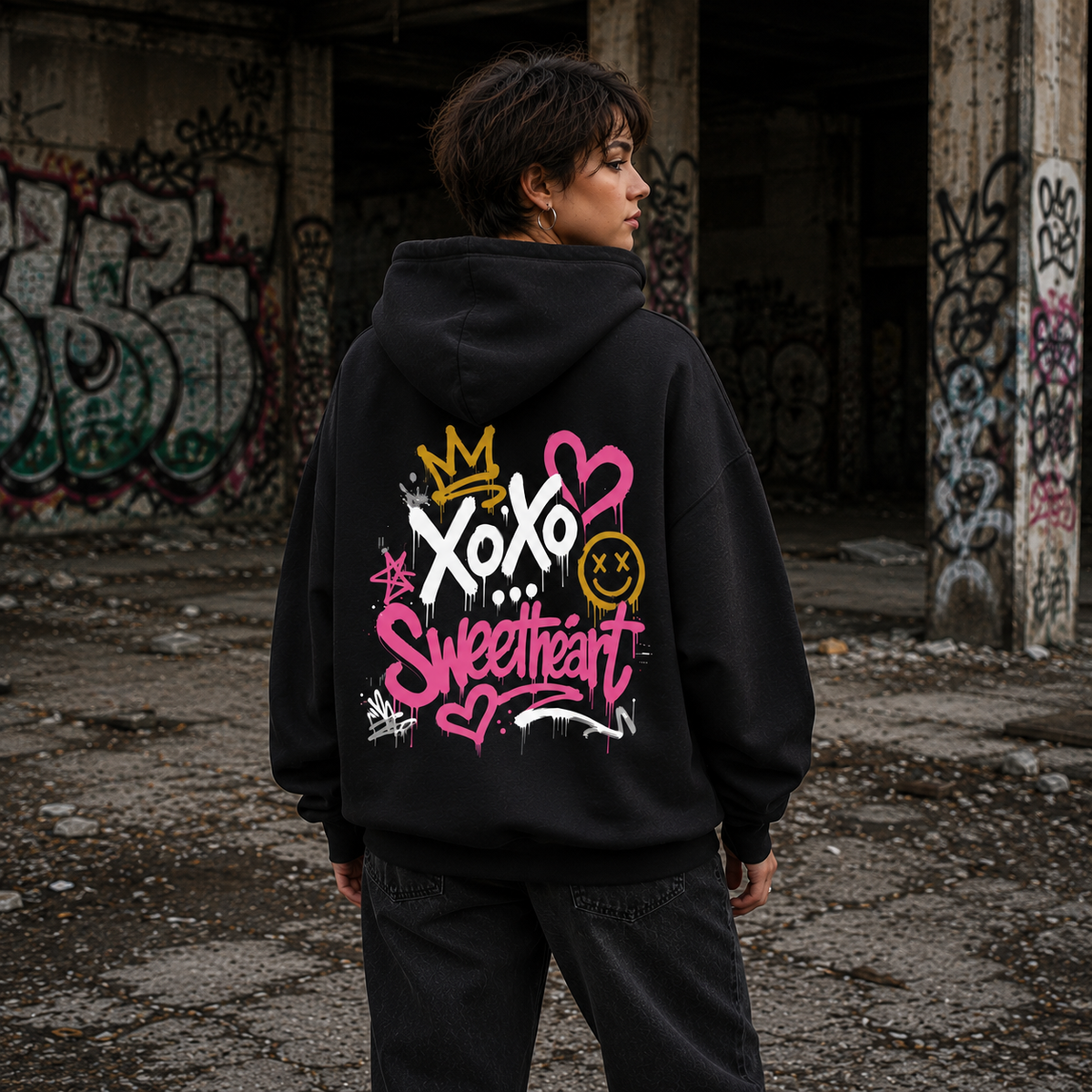 Unisex Premium Oversized Statement Hoodie – „XOXO...SWEETHEART“