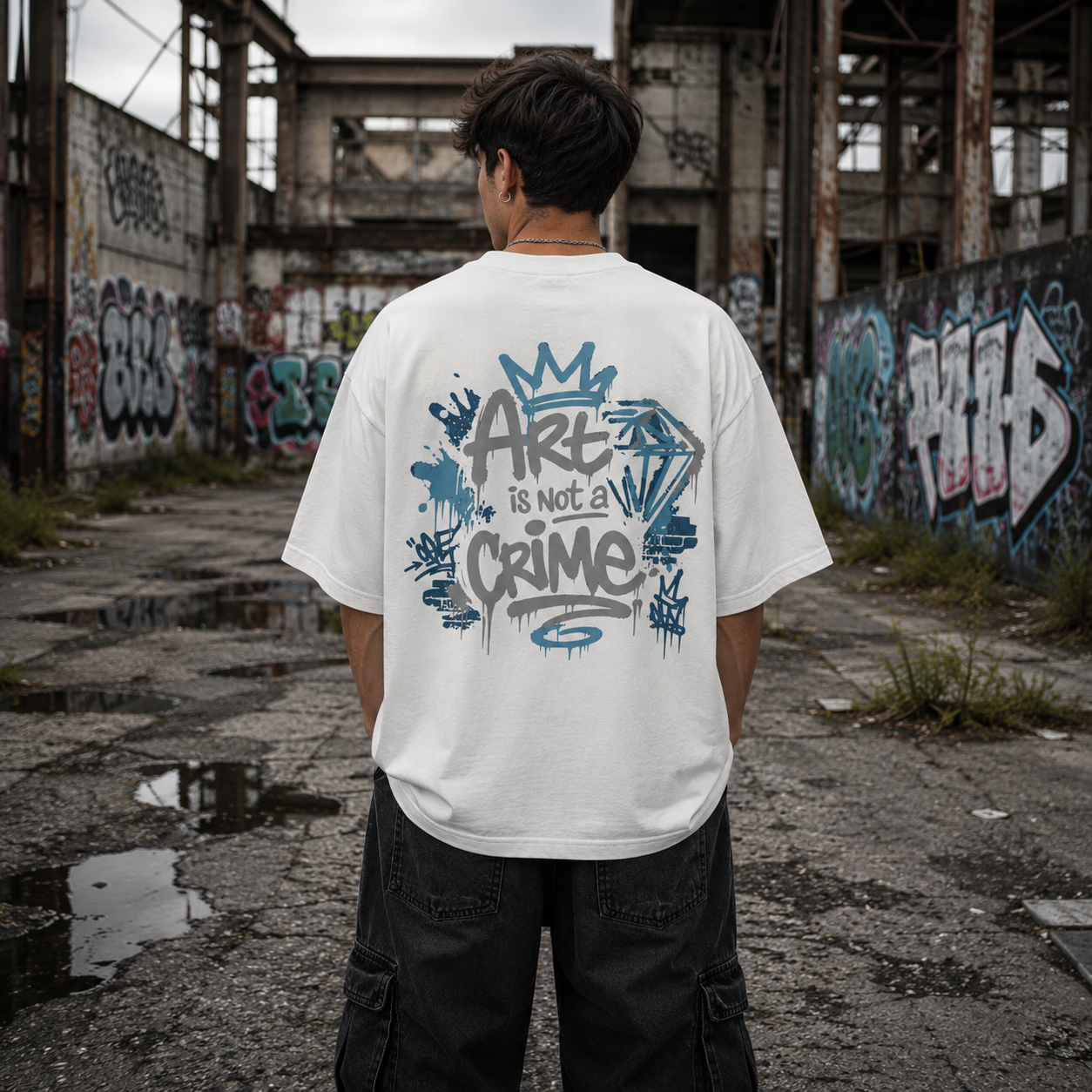 Unisex Premium Oversized Statement-Shirt – „ART IS NOT A CRIME“