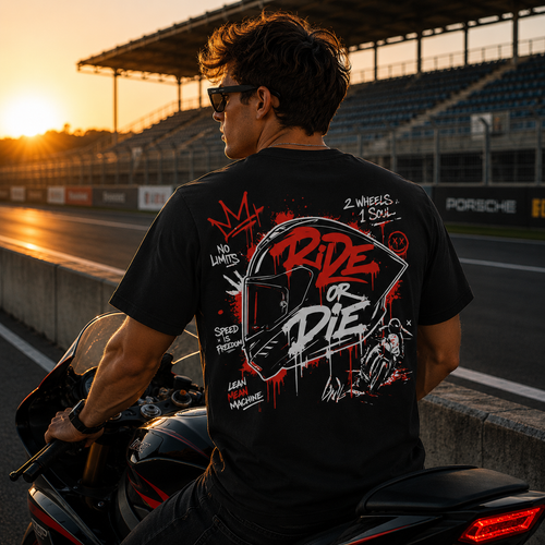 Herren Premium T-Shirt – „RIDE OR DIE“-ROT