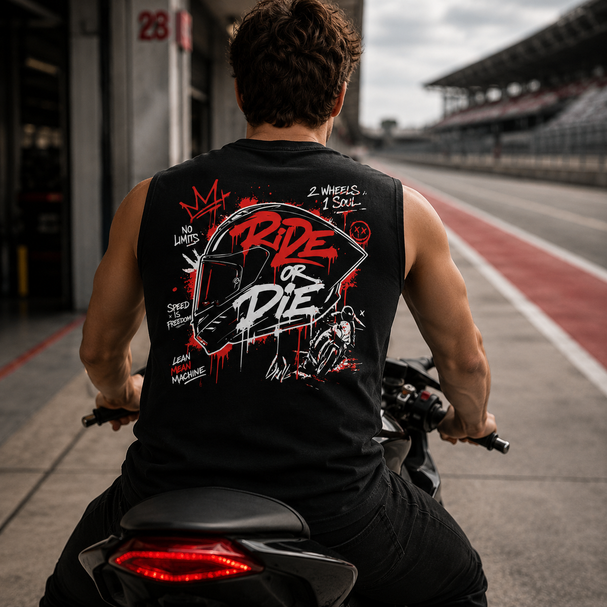 Unisex Oversized Statement Top – „RIDE OR DIE“-Rot