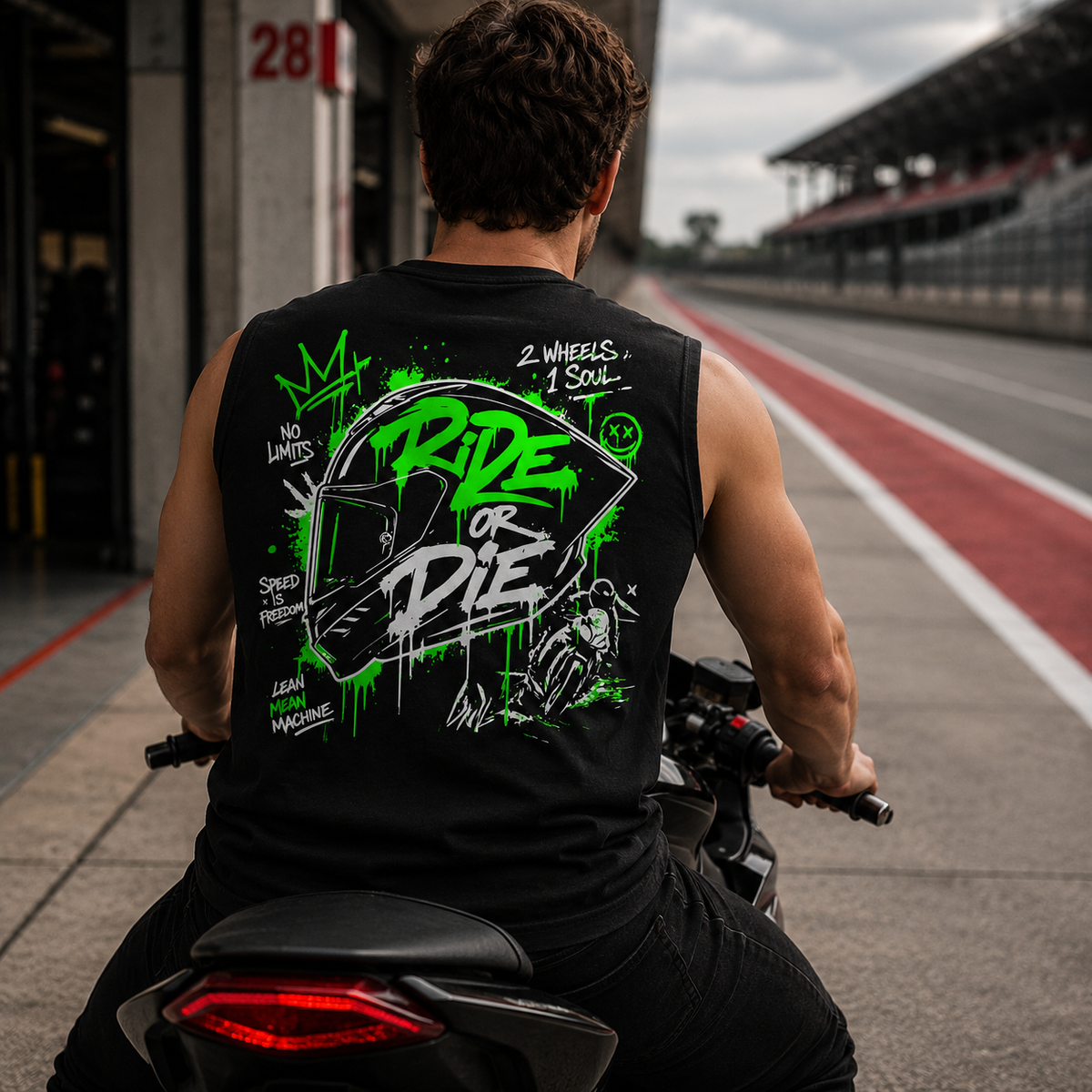 Unisex Oversized Statement Top – „RIDE OR DIE“-Neongrün