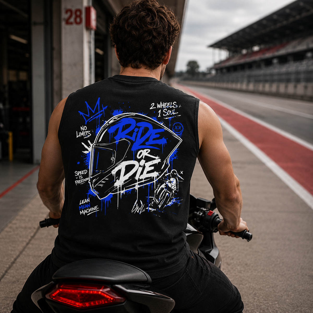 Unisex Oversized Statement Top – „RIDE OR DIE“-Blau