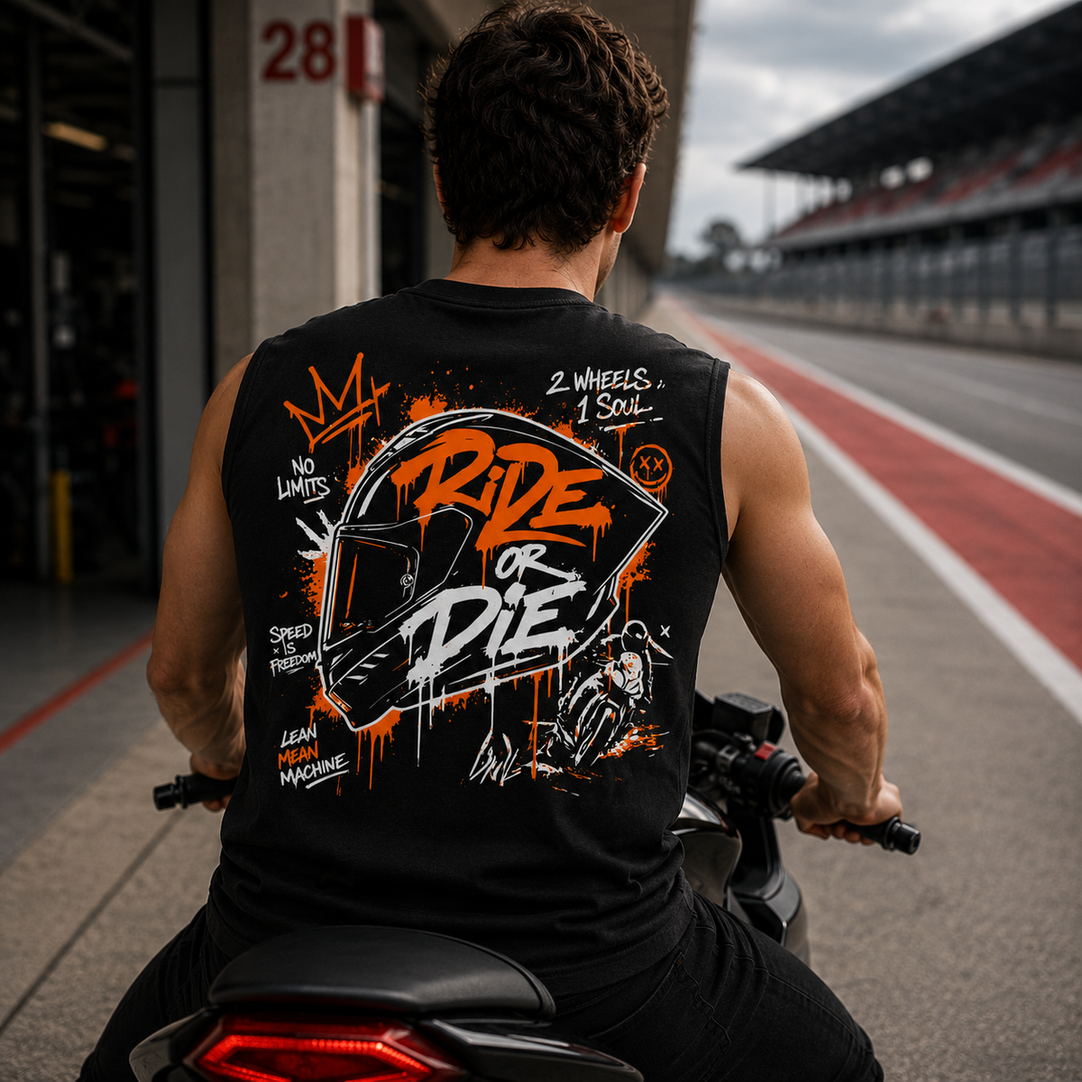 Unisex Oversized Statement Top – „RIDE OR DIE“-Orange