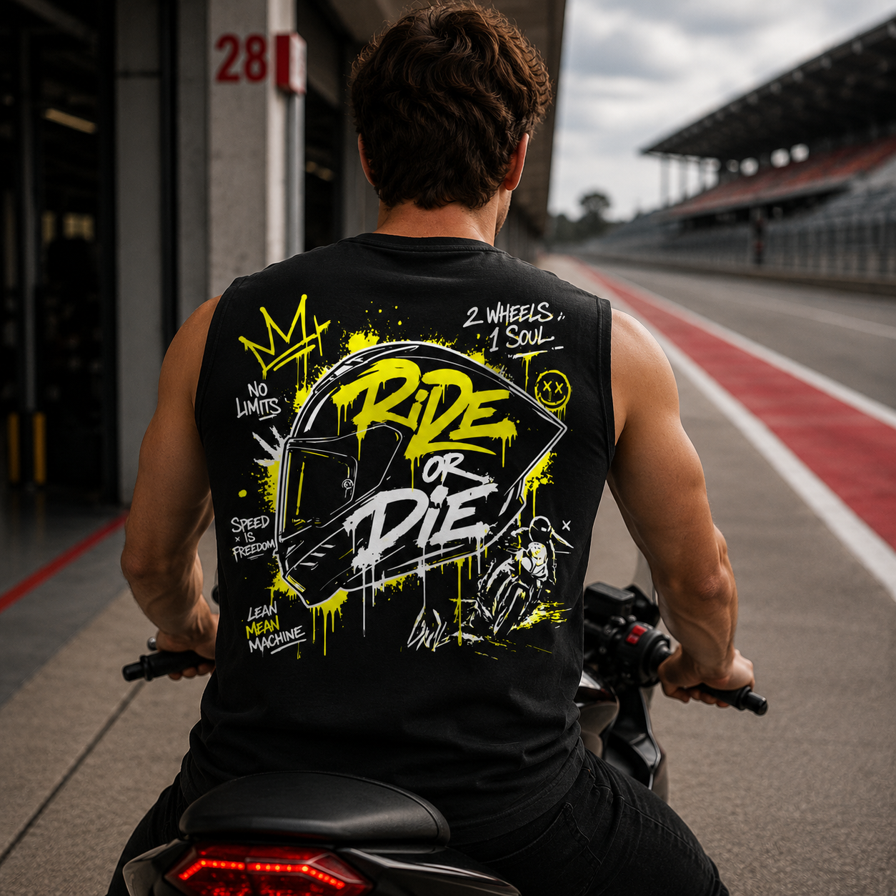Oversize Sleeveless Top – „RIDE OR DIE“-LEUCHTGELB