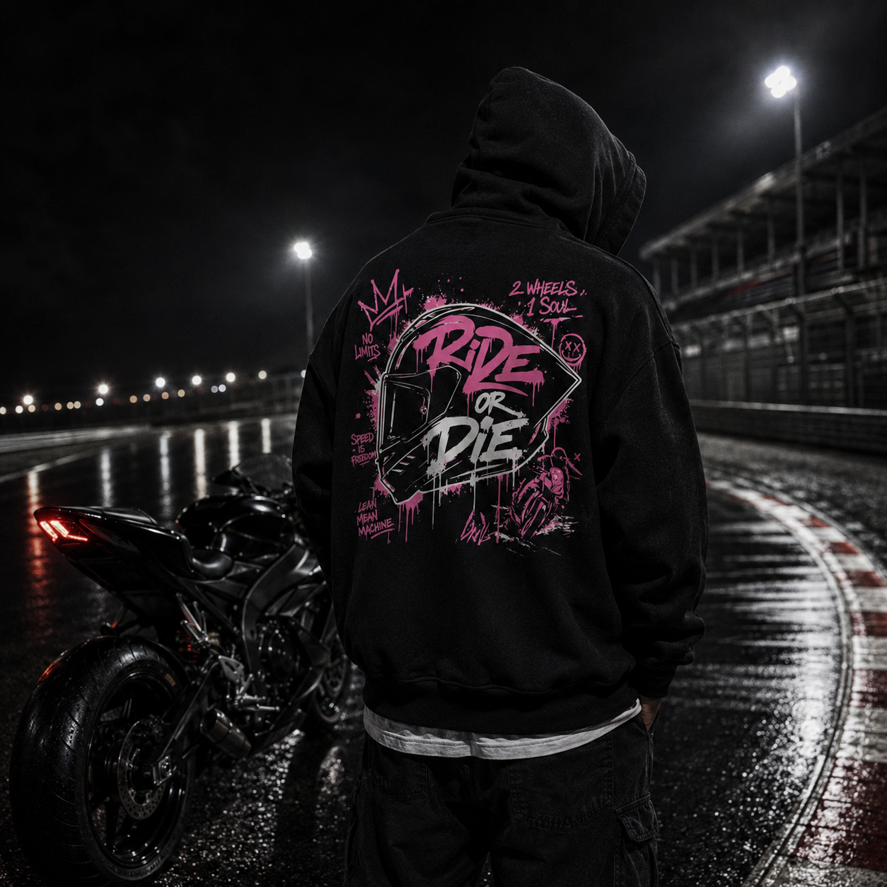 Premium Oversized Hoodie – „RIDE OR DIE“-PINK