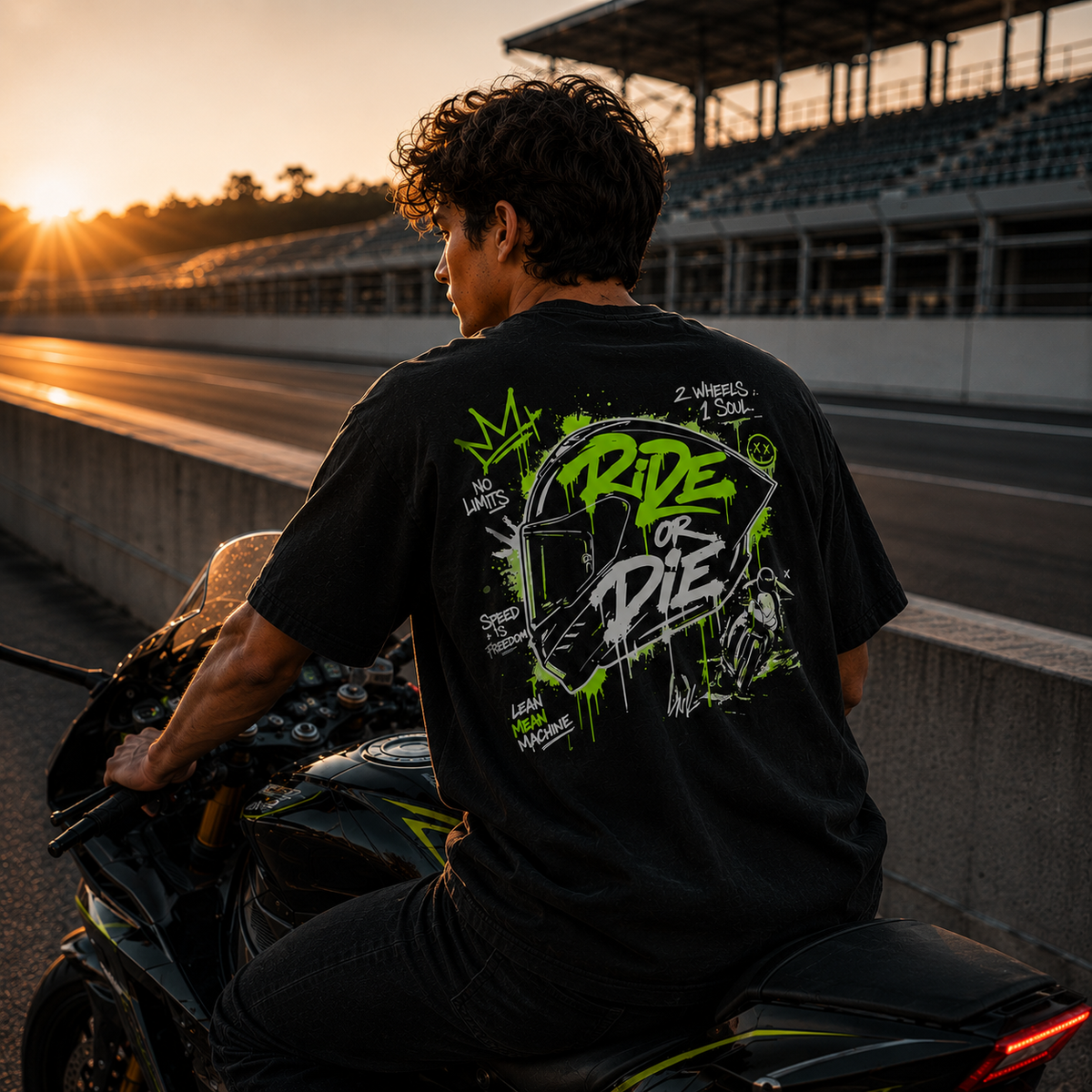 Unisex Premium Oversized Statement Shirt – „RIDE OR DIE“-Neongrün