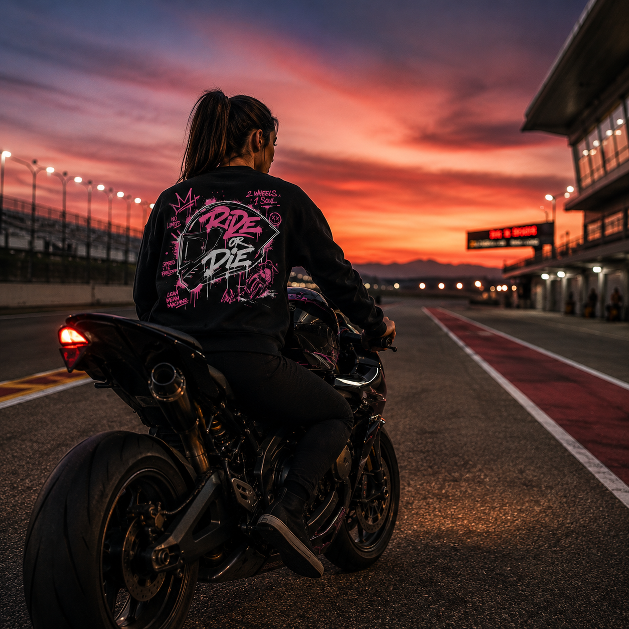 Unisex Premium Sweatshirt „RIDE OR DIE“-Pink