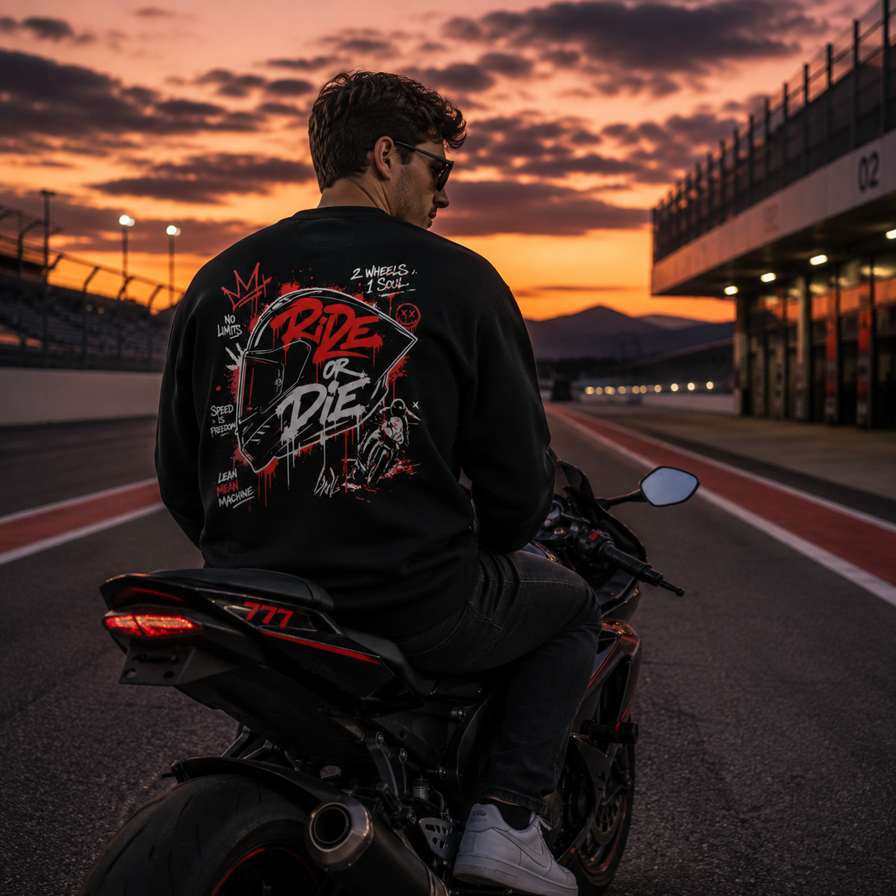 Unisex Premium Sweatshirt – „RIDE OR DIE“-Rot
