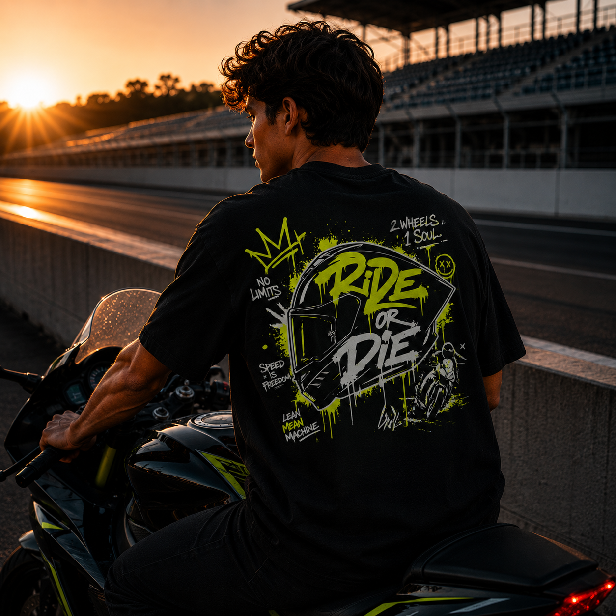 Unisex Premium Oversized Statement Shirt – „RIDE OR DIE“-Leuchtgelb