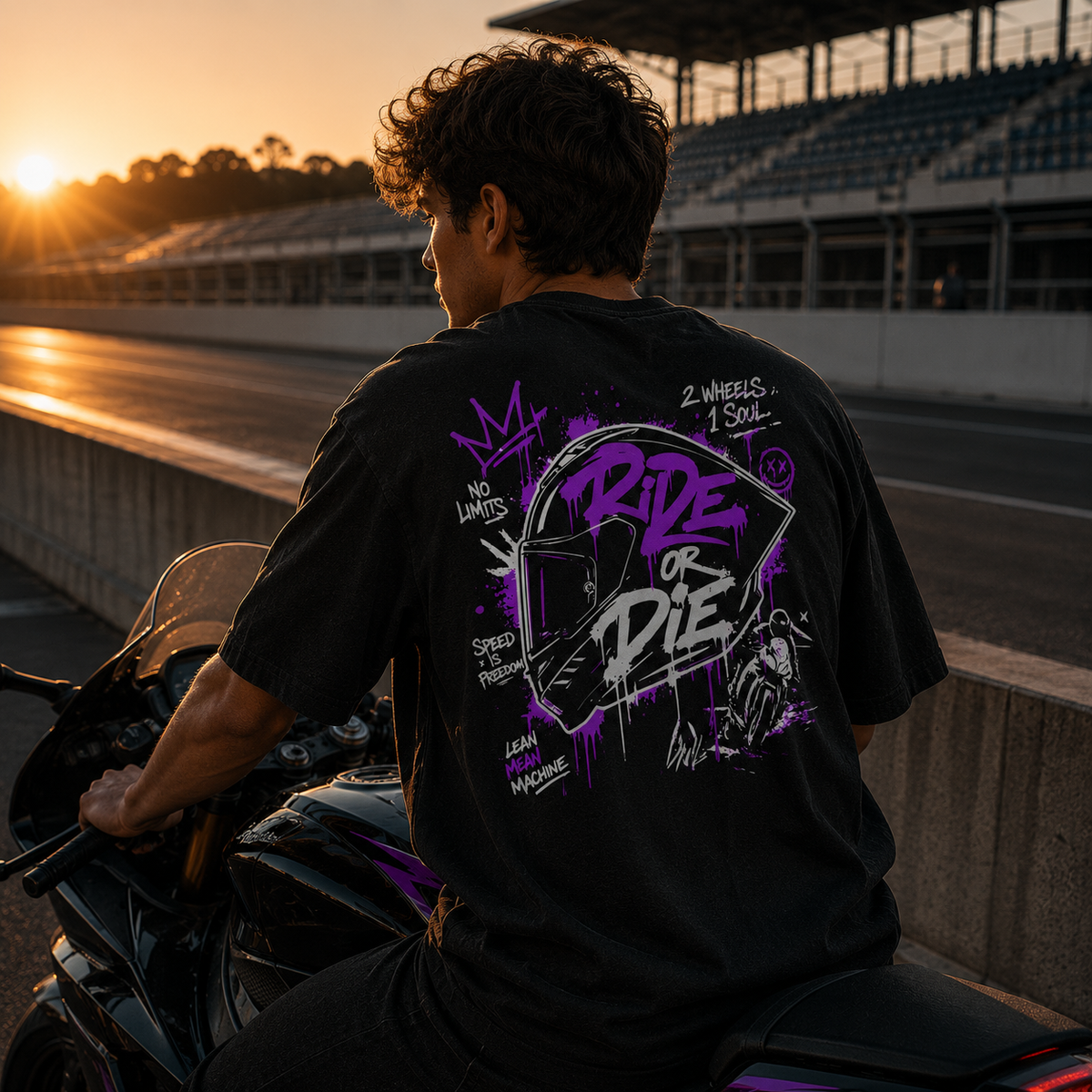 Unisex Premium Oversized Statement Shirt – „RIDE OR DIE“-Lila