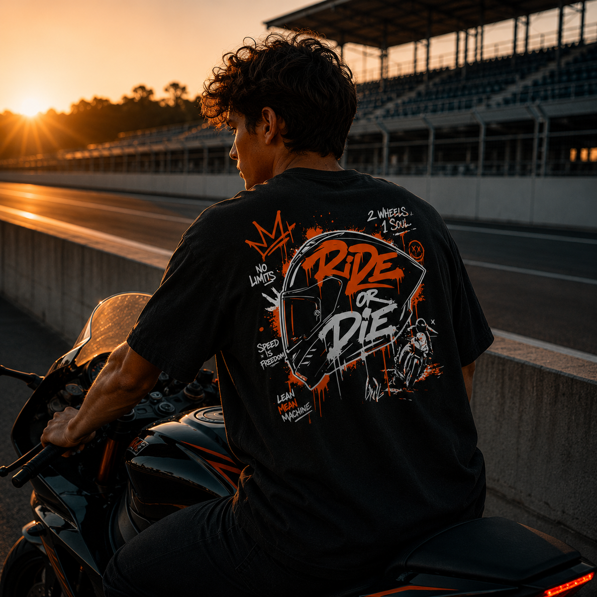 Unisex Premium Oversized Statement Shirt – „RIDE OR DIE“-Neonorange
