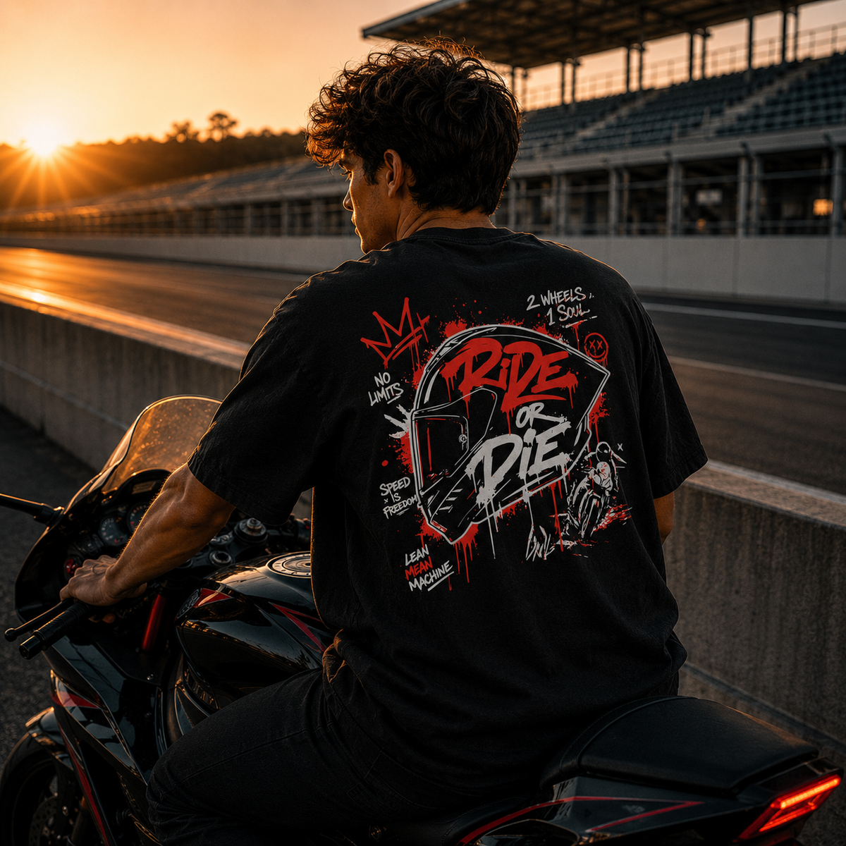 Unisex Premium Oversized Statement Shirt – „RIDE OR DIE“-Rot