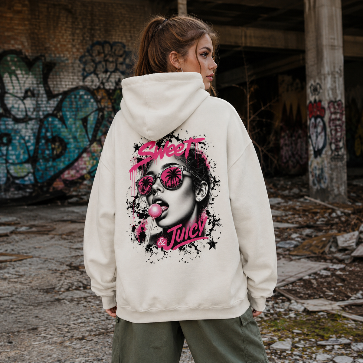 Unisex Premium Oversized Statement Hoodie – „SWEET & JUICY“