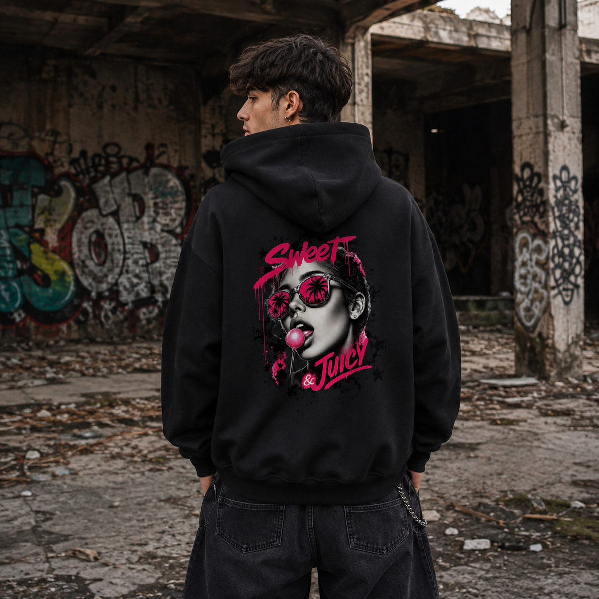 Unisex Premium Oversized Statement Hoodie – „SWEET & JUICY“