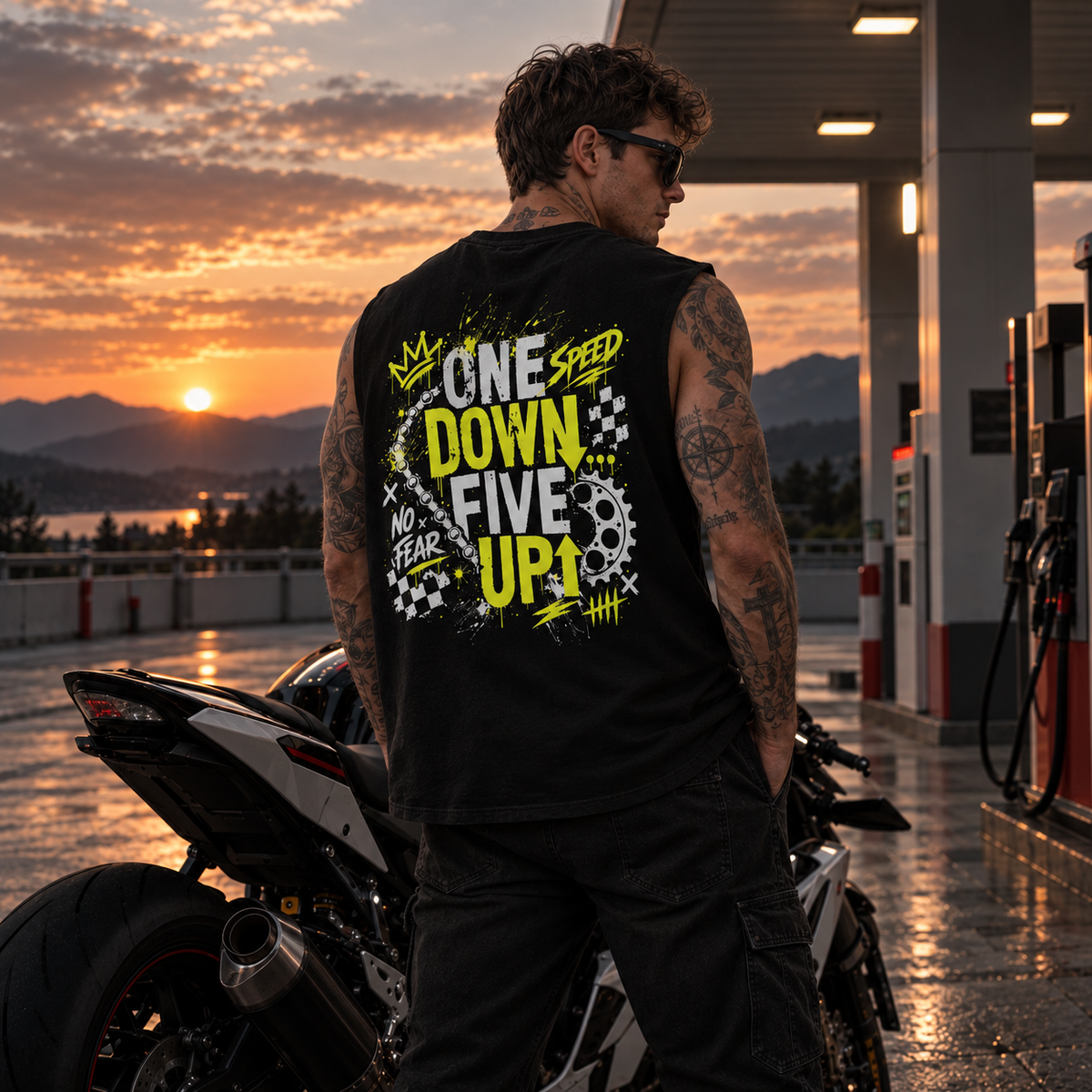 Unisex Oversized Statement Top – „ONE DOWN... FIVE UP“-Gelb