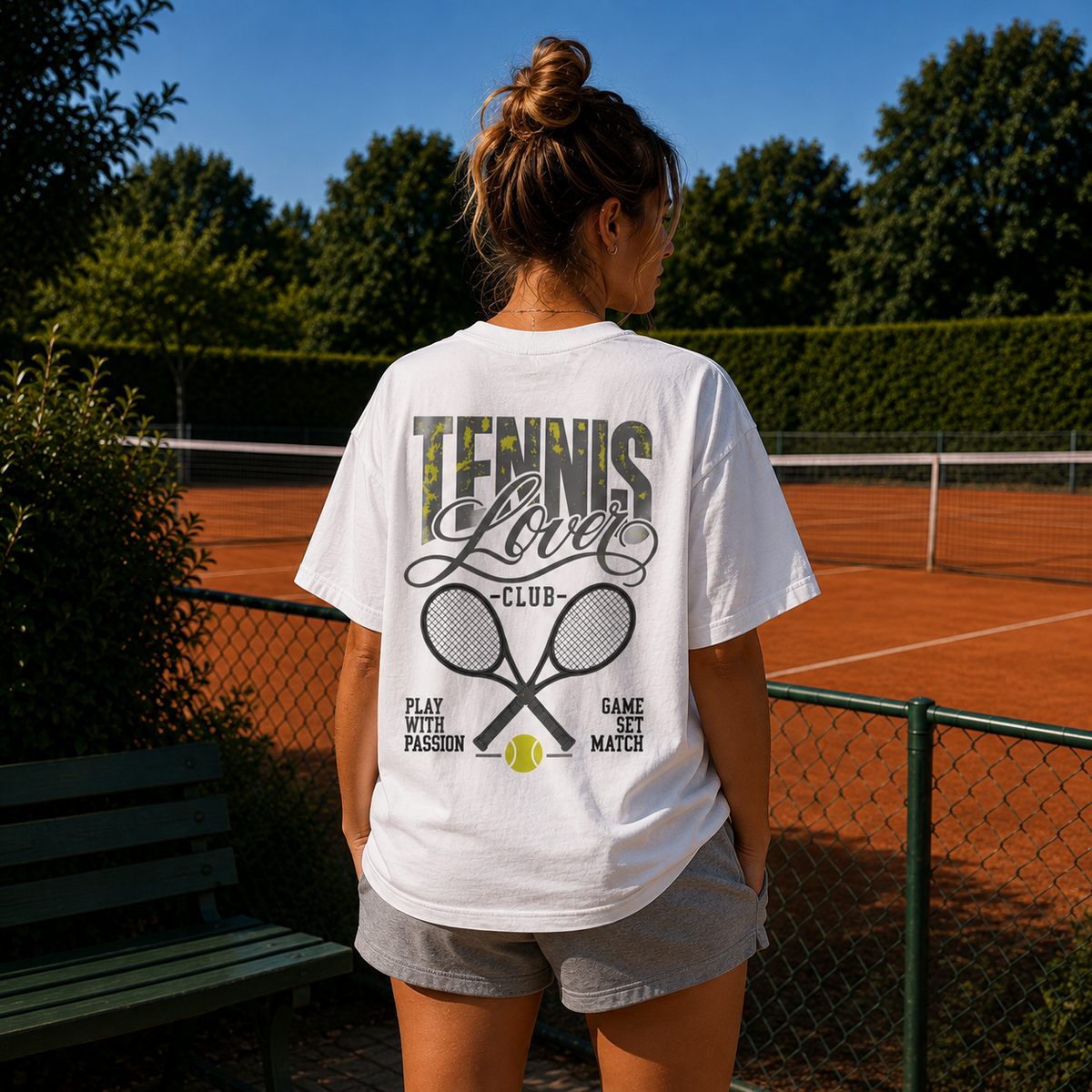 Unisex Premium Oversized Statement Shirt – „TENNIS LOVER CLUB“-Grau