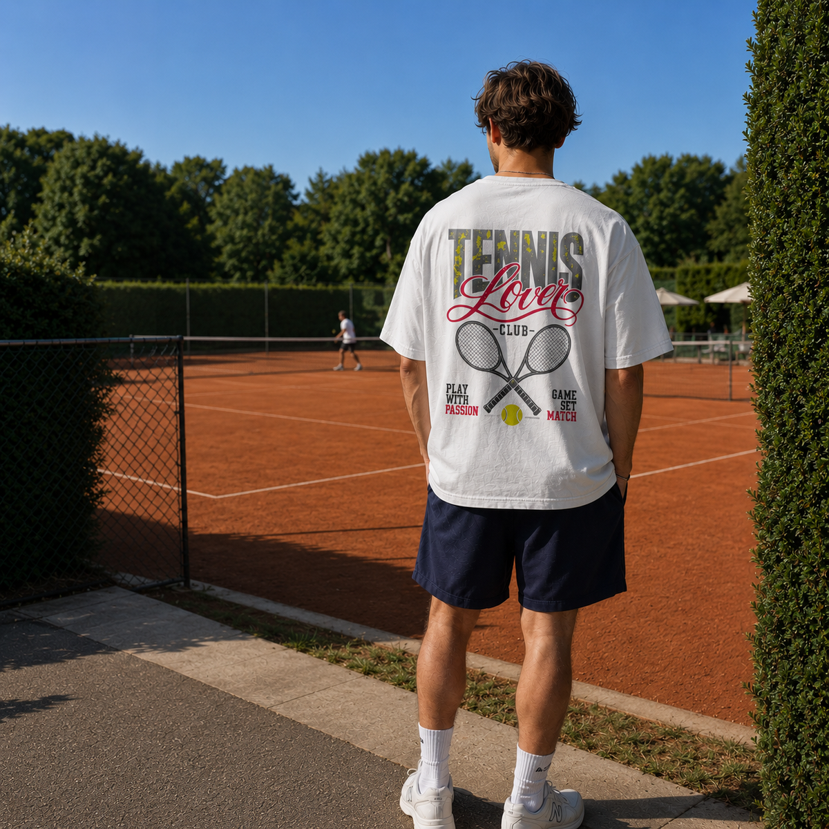 Unisex Premium Oversized Statement Shirt – „TENNIS LOVER CLUB“-Weinrot
