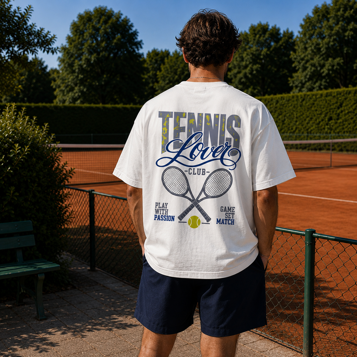 Unisex Premium Oversized Statement Shirt – „TENNIS LOVER CLUB“-Blau