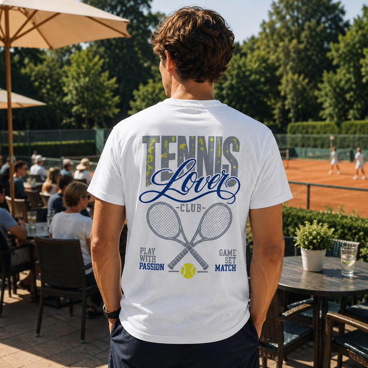 Herren Premium T-Shirt – „TENNIS LOVER CLUB“-Blau