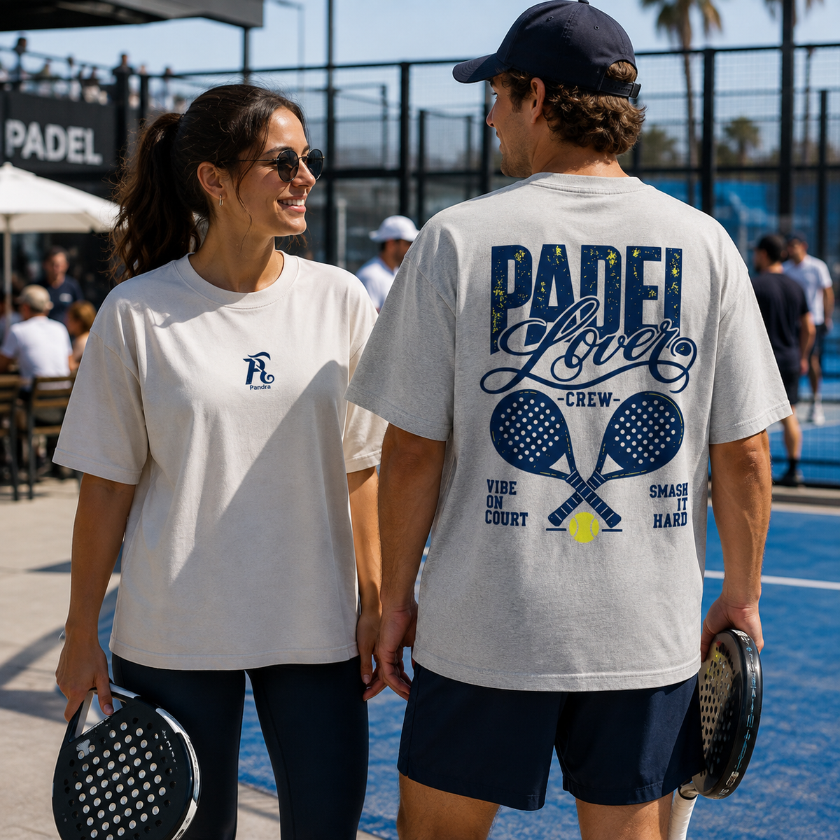 Unisex Premium Oversized Statement Shirt – „PADEL LOVER CREW"-Navy-Blau-Gelb