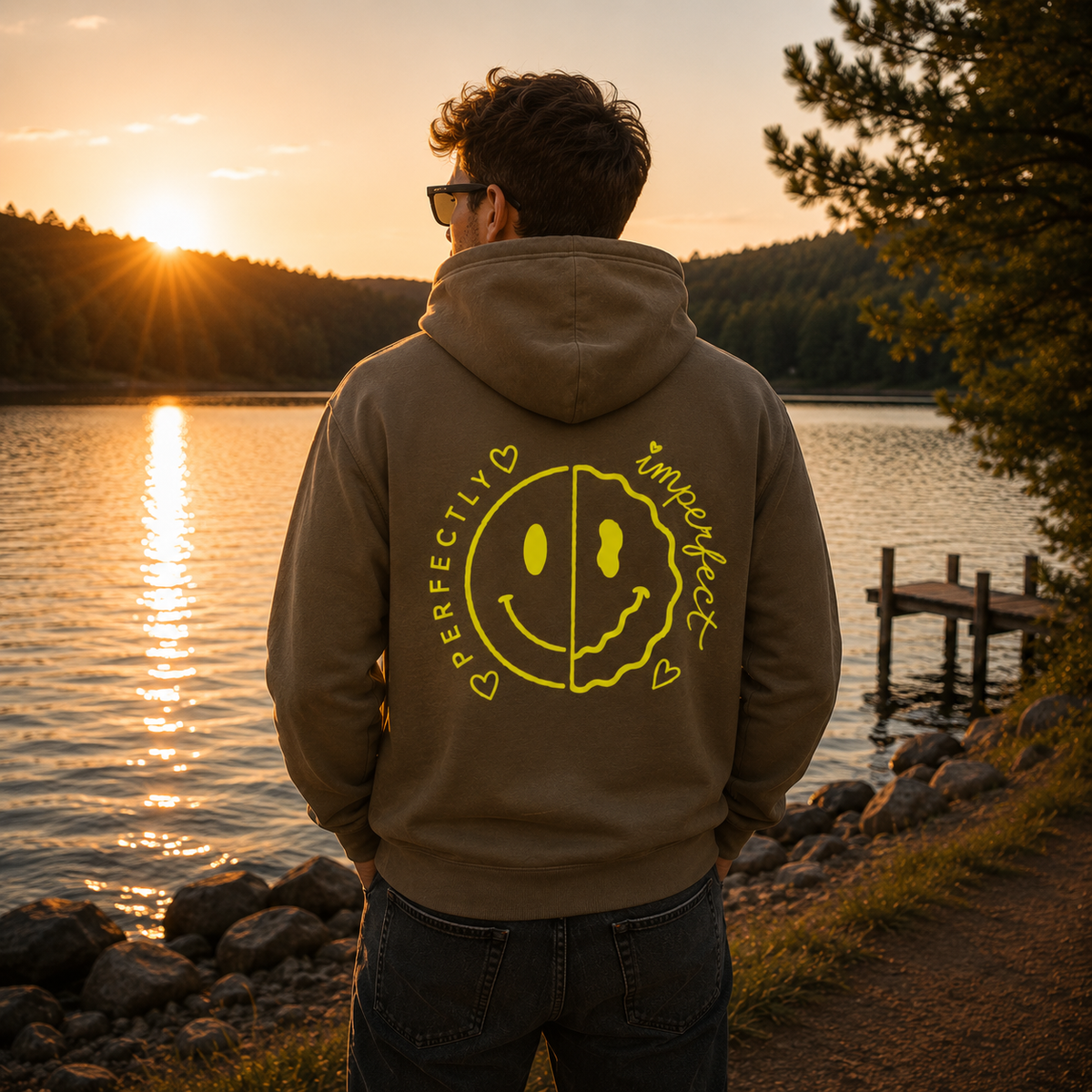 Unisex Klassik Hoodie „PERFECTLY IMPERFECT“-Leuchtgelb