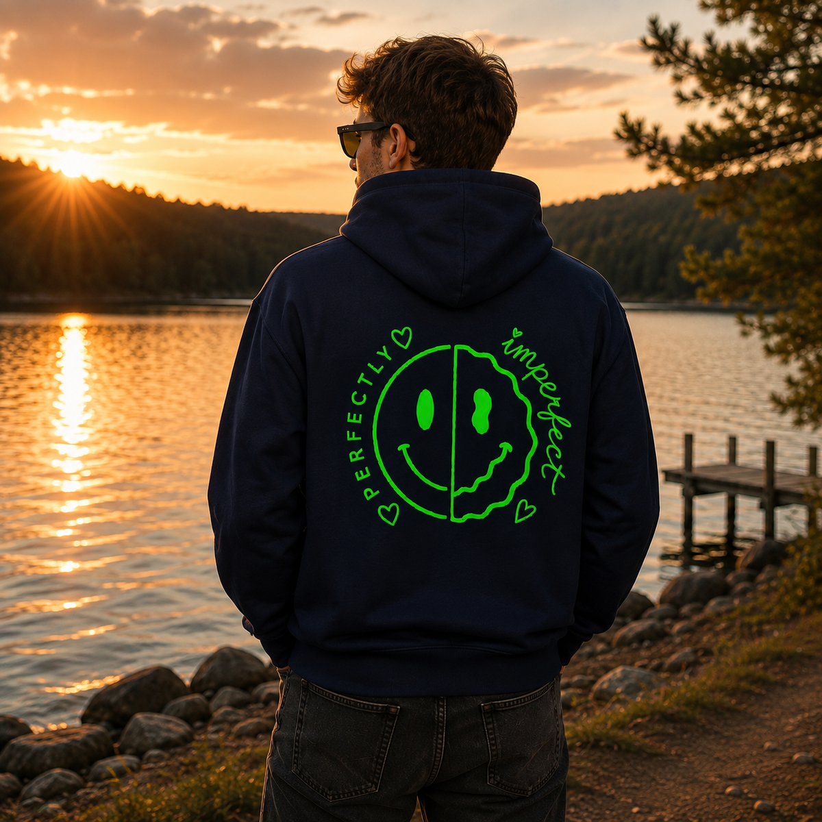 Unisex Klassik Hoodie „PERFECTLY IMPERFECT“-Neongrün