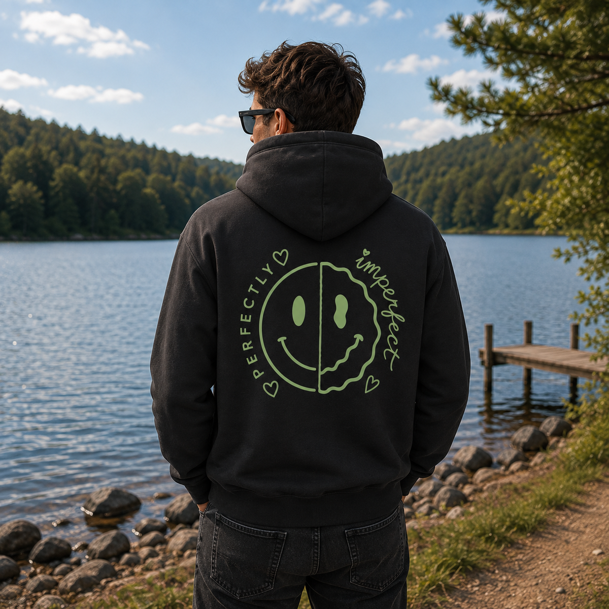 Unisex Klassik Hoodie „PERFECTLY IMPERFECT“-Salbei
