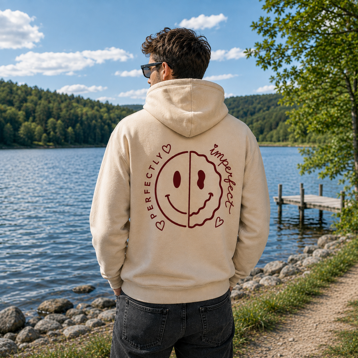 Unisex Klassik Hoodie „PERFECTLY IMPERFECT“-Weinrot