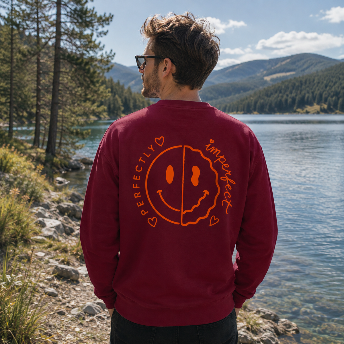 Unisex Classic Statement Sweatshirt – „PERFECTLY IMPERFECT“-Orange