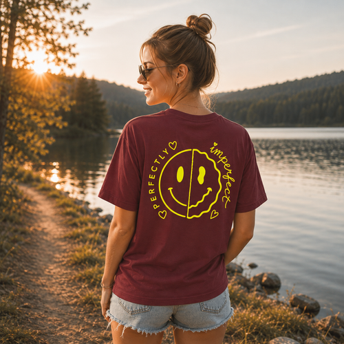 Damen Premium Organic Statement T-Shirt „PERFECTLY IMPERFECT“-Leuchtgelb