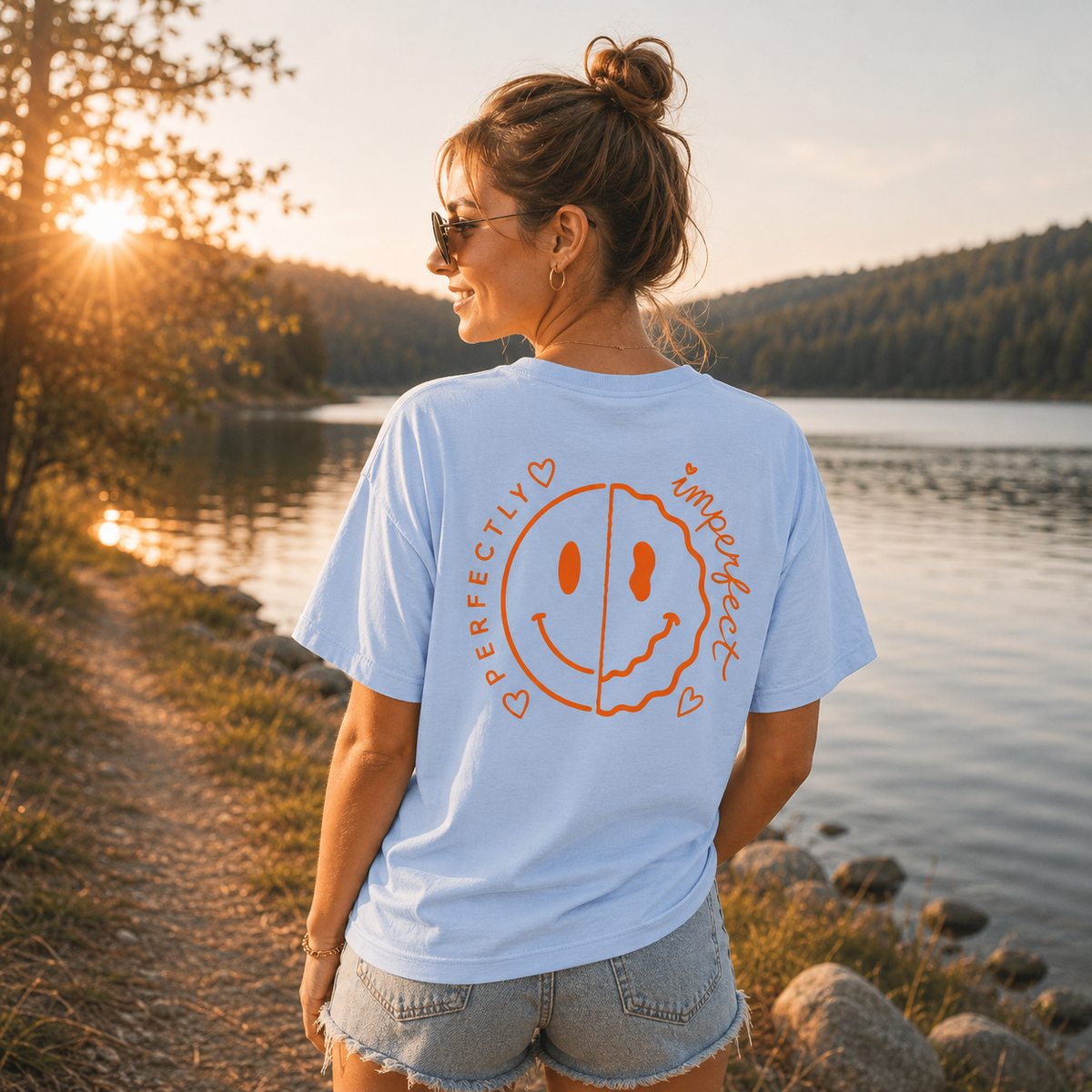 Damen Premium Organic Statement T-Shirt „PERFECTLY IMPERFECT“-Orange