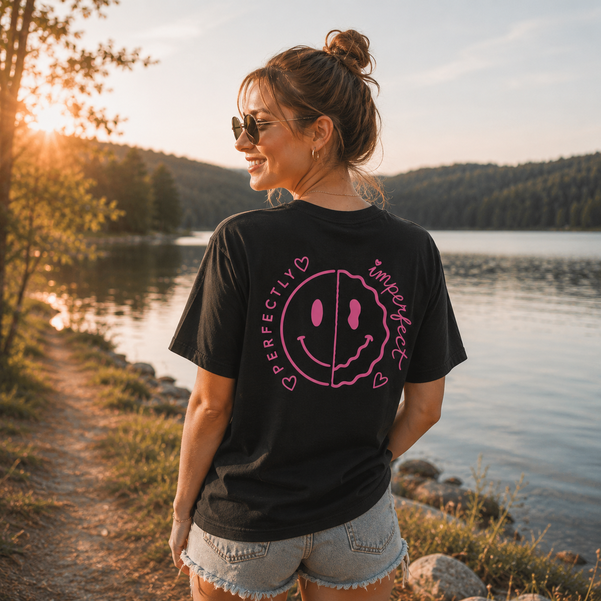 Damen Premium Organic Statement T-Shirt „PERFECTLY IMPERFECT“-Pink