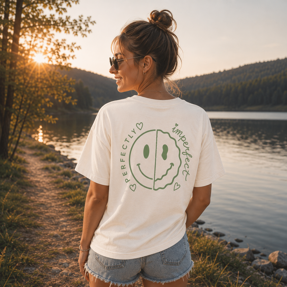 Damen Premium Organic Statement T-Shirt „PERFECTLY IMPERFECT“-Salbei