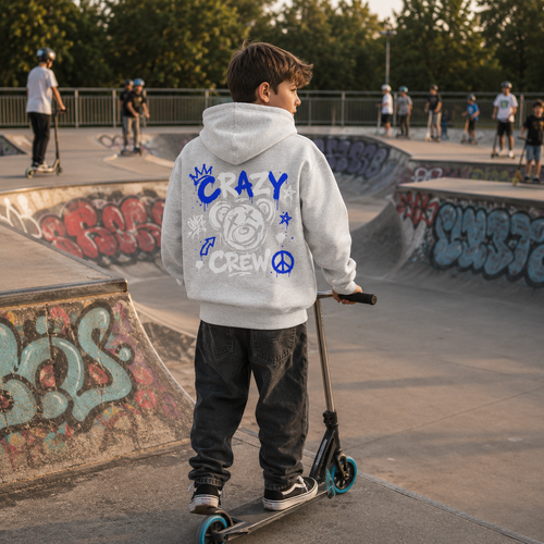 Classic Kids Hoodie „Crazy Crew“-Blau/Weiß