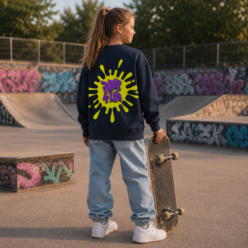 Classic Kids Sweatshirt – „HIP HOP 4 LIFE“-Gelb/Lila