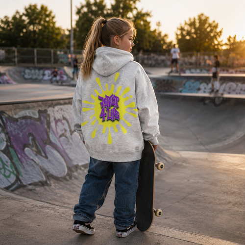 Classic Kids Hoodie – „HIP HOP 4 LIFE“-Gelb/Lila