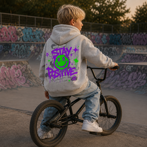 Classic Kids Statement Hoodie – „STAY POSITIVE“
