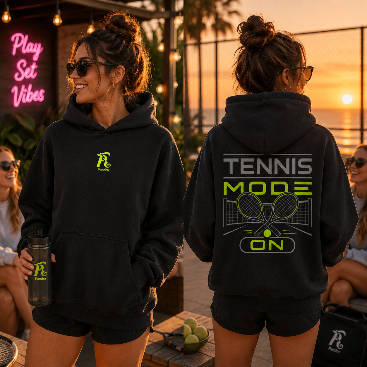 Unisex Premium Hoodie – „TENNIS MODE ON“-NEONGELB