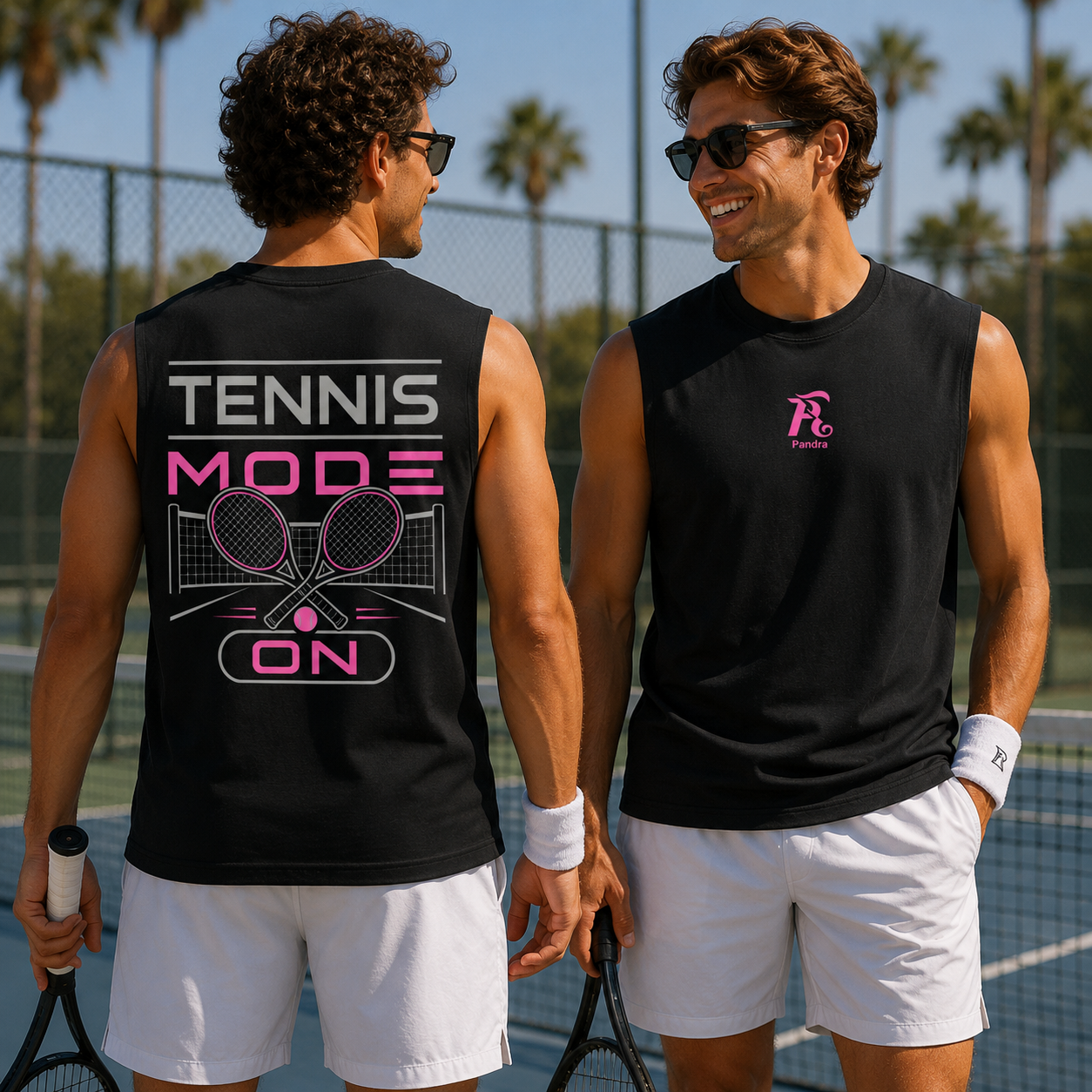 Premium Sleeveless Oversized Tee – „TENNIS MODE ON“-Pink