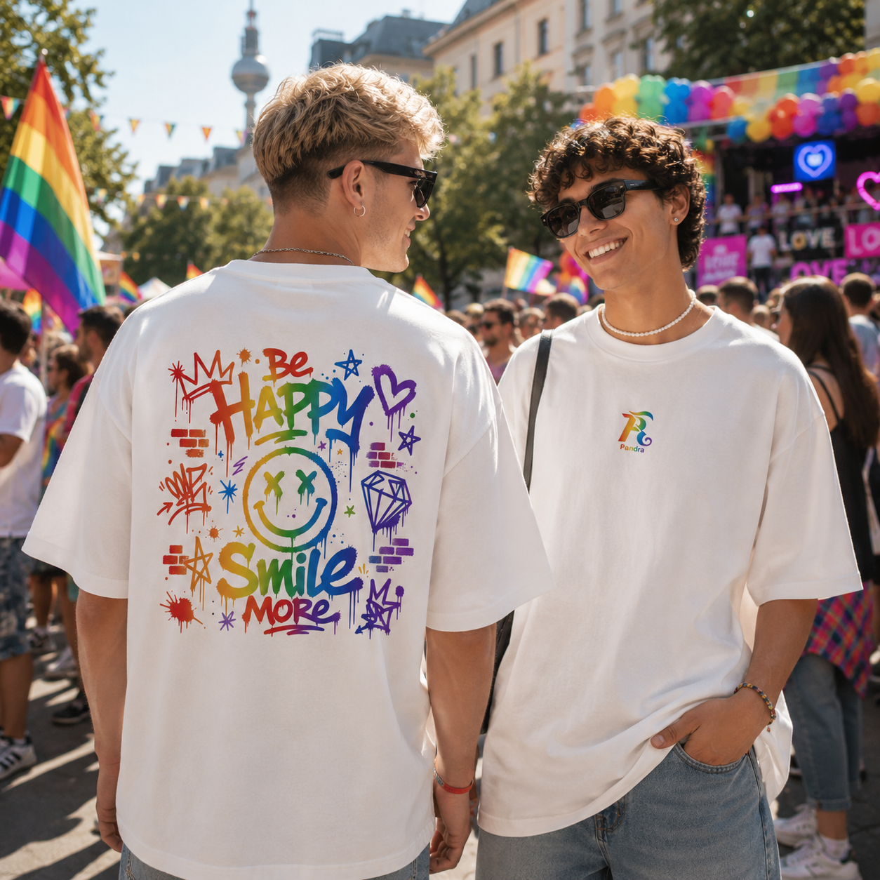 🌈 UNISEX PRIDE EDITION – „Be Happy...Smile More“-Oversized Shirt